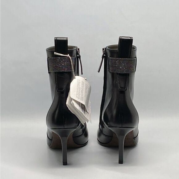 Brunello Cucinelli Monili Beaded Leather Ankle Boots size 38.5 - Picture 6 of 14